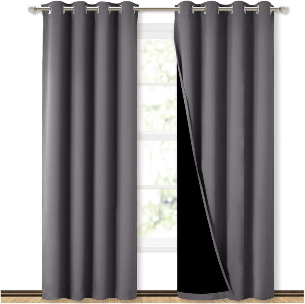 NICETOWN Grey Full Shade Curtain Panels for Dining Room 52×84 in 2 Panels