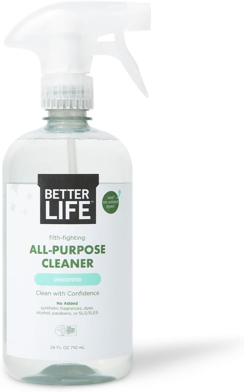 Better Life All Purpose Cleaner – Multipurpose Plant Based Home and Kitchen Cleaning Spray for Glass, Countertops, Appliances, Upholstery & More – Multi-surface Spray Cleaner – 24oz Unscented