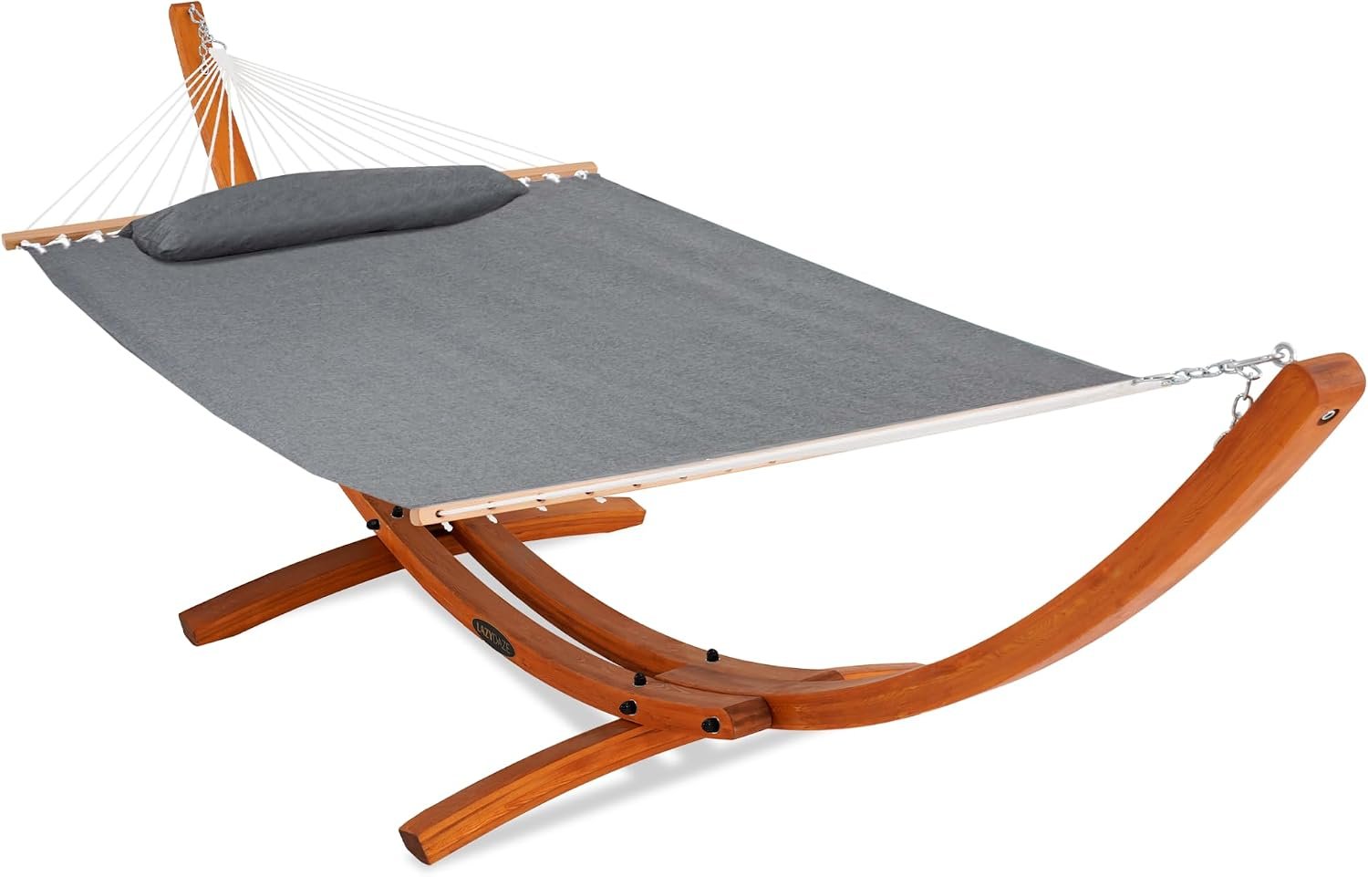 Lazy Daze Sunbrella Fabric Hammock with 13FT Arc Wood Hammock Stand