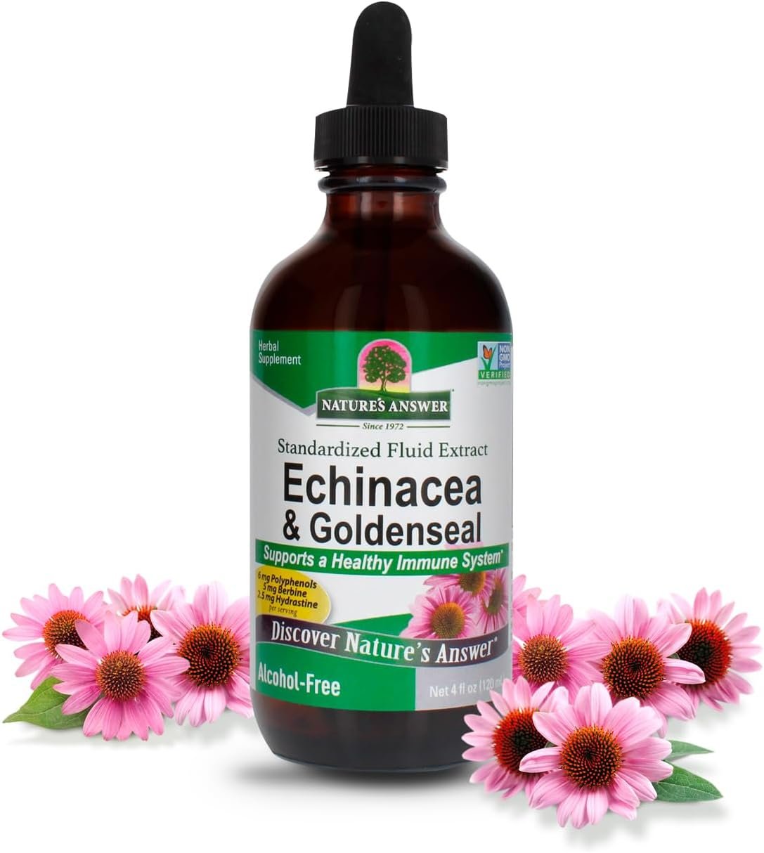 Nature’s Answer Echinacea and Goldenseal | Supports a Healthy Immune System | Non-GMO, Alcohol-Free, Gluten-Free & Kosher Certified 4oz