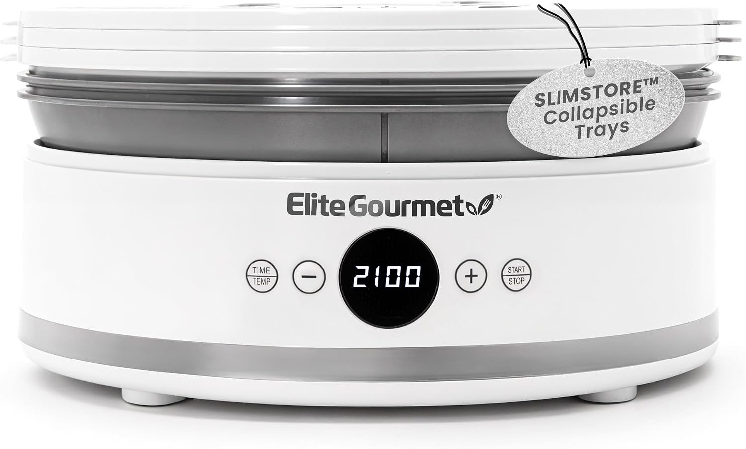 Elite Gourmet Digital Food Dehydrator, 5 SlimStore Trays, Adjustable Timer