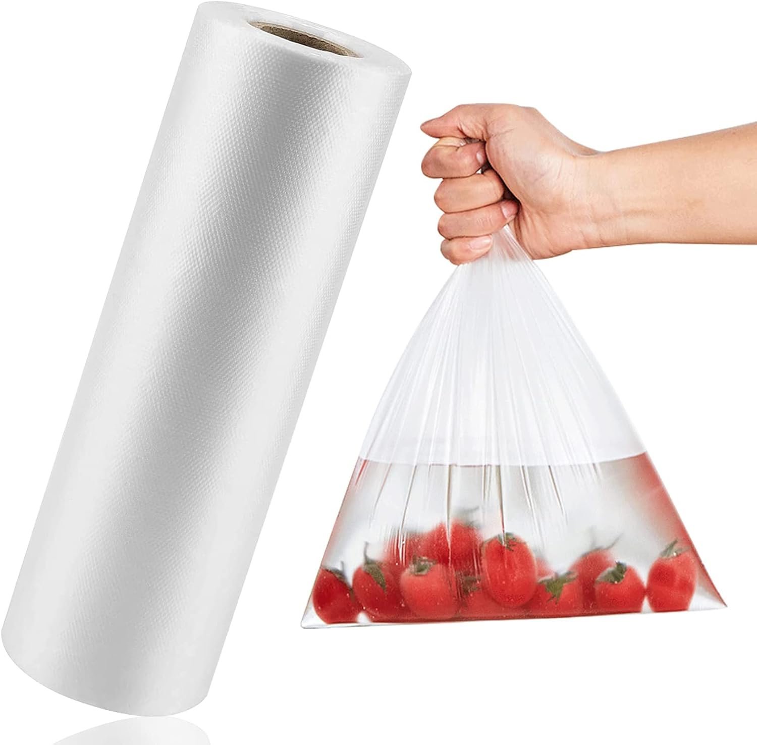 LabelMore 12” x 16” Plastic Produce Bags on a Roll, Clear, Food Storage Bags for Bread, Vegetable, Fruits and Meat, 350 Bags/Roll