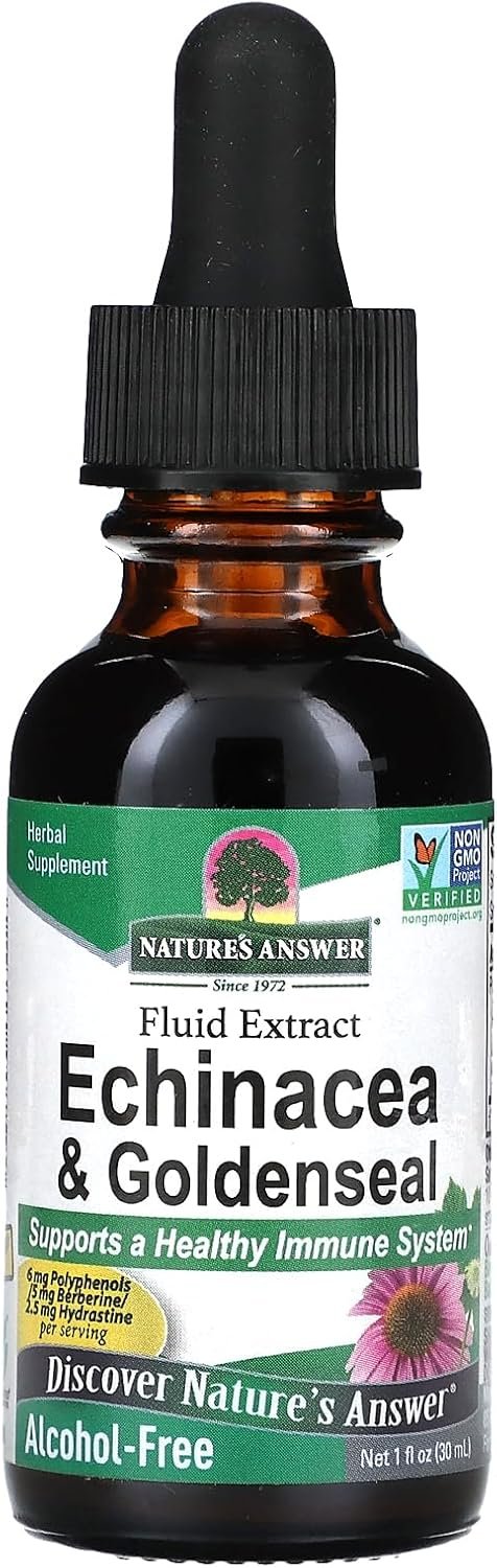 Nature’s Answer Enchinacea & Goldenseal | Supports a Healthy Immune System | Super Concentrated Pure Extract | Alcohol-Free, Gluten-Free, Vegan & Kosher Certified 1oz