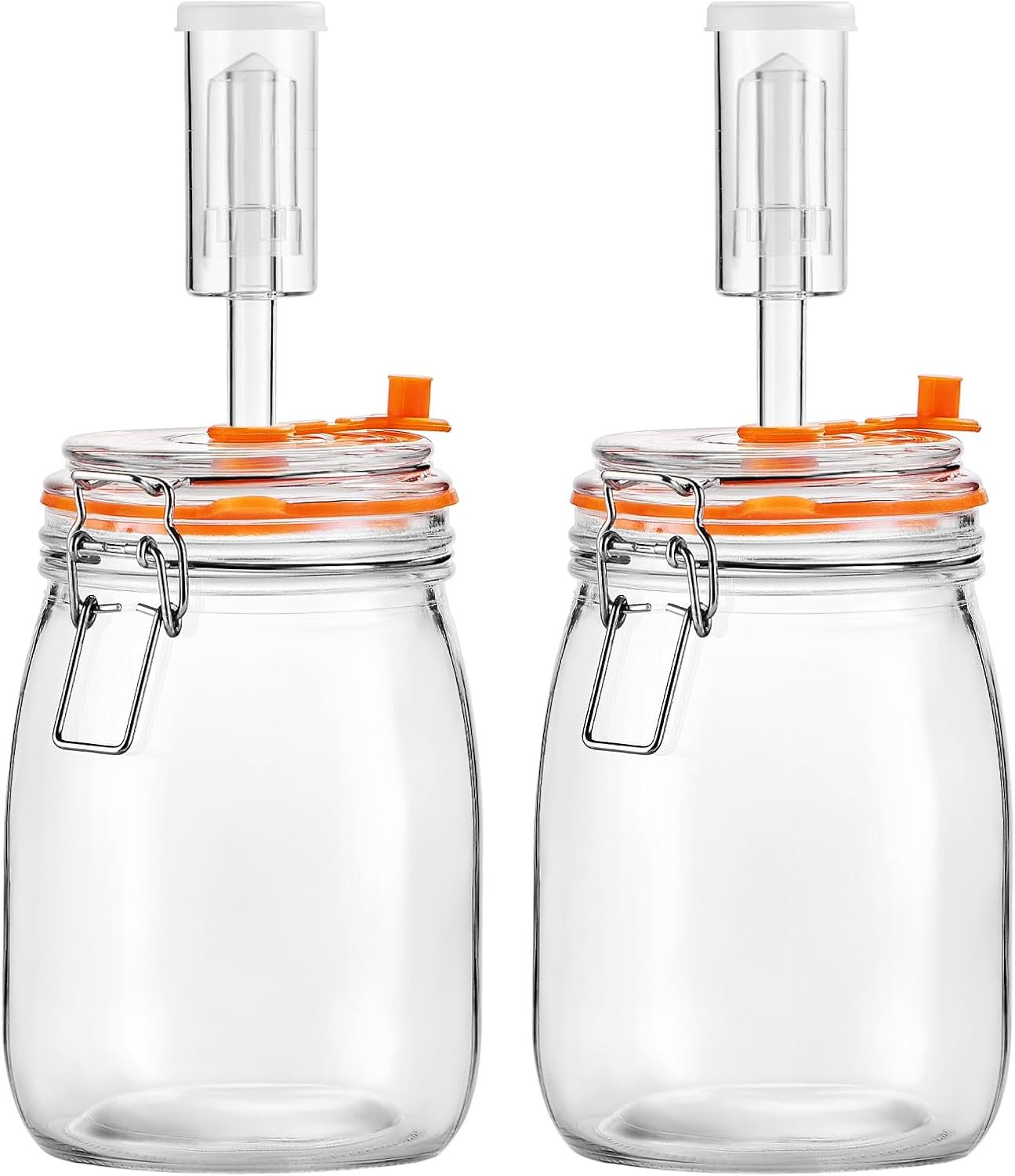 1.1L Fermentation Jar, Wide-Mouth Glass Kit with Airlocks, 2-Pack