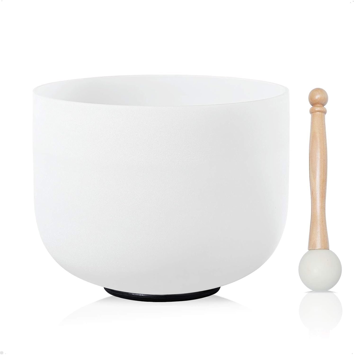 CVNC Crystal Singing Bowl White 8 Inch F Note 440HZ Heart Chakra
