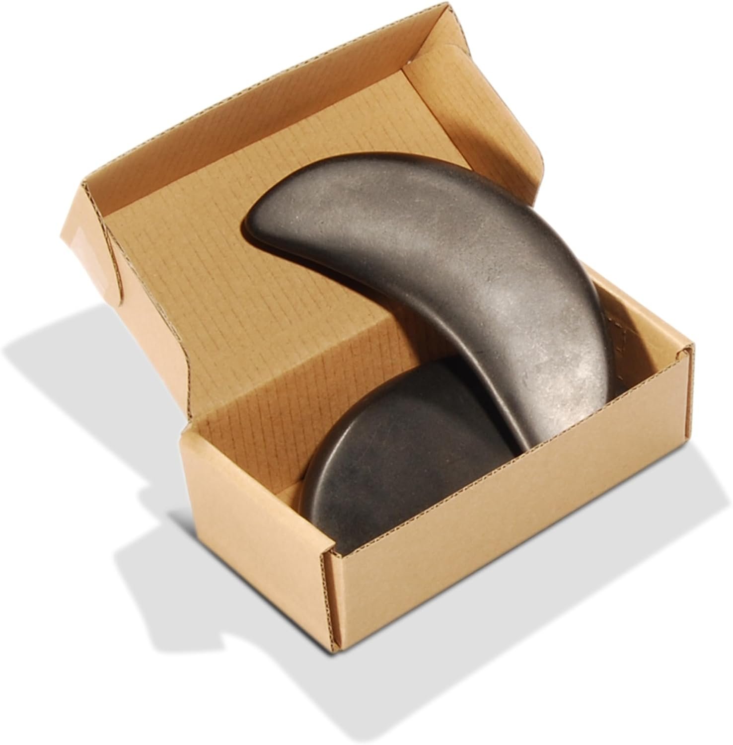 Master Massage 2-Piece Large Waning Moon Crescent Massage Stone Set – Arc Curved Deep Tissue Massager Hot Stones Pack – Gua-Sha Pressure Point Massage Tool – Black Basalt Rock Massage Tool Pack