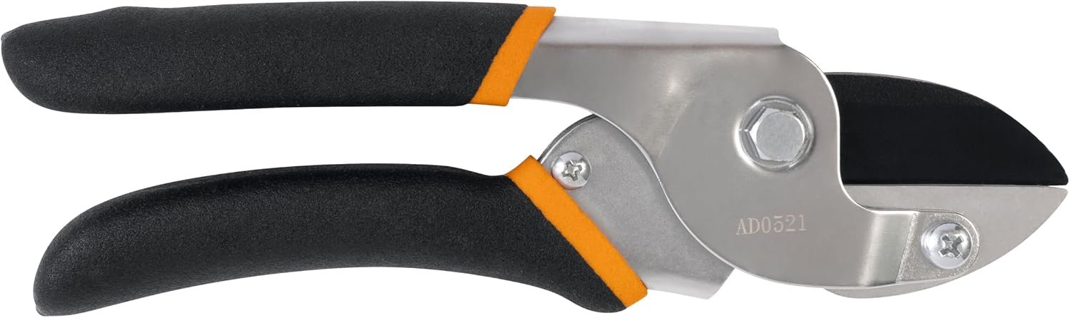Fiskars Power-Lever Anvil Pruning Shears, 5/8″ Cut Capacity Garden Clippers