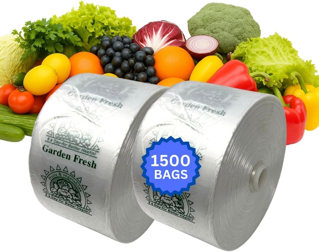 Retail Bags Direct Narrow Produce Bags, 15″ x 20″, 1500 Count, 2 Rolls