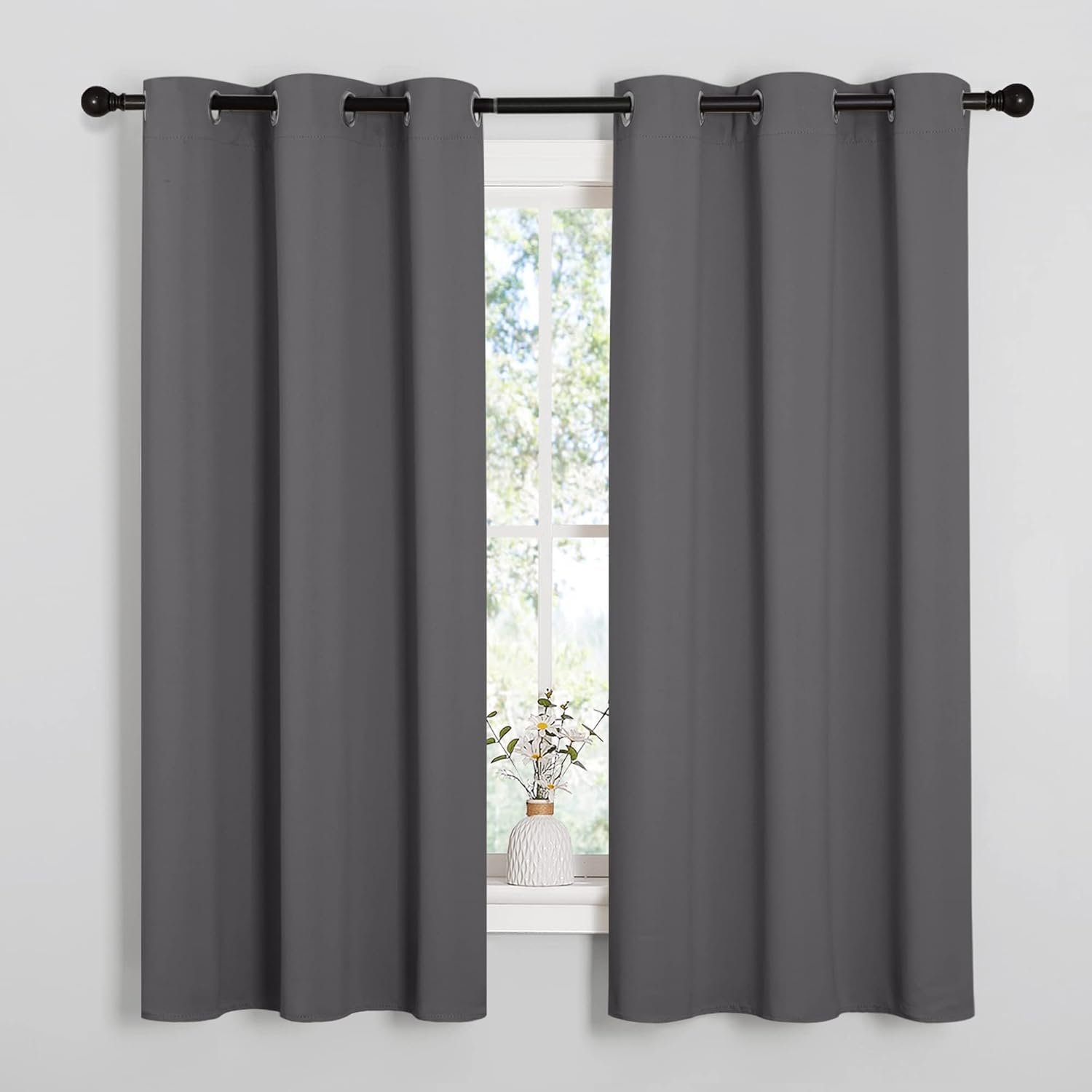 NICETOWN Grey Blackout Curtains for Bedroom 42″ Wide x 63″ Long 2 Panels
