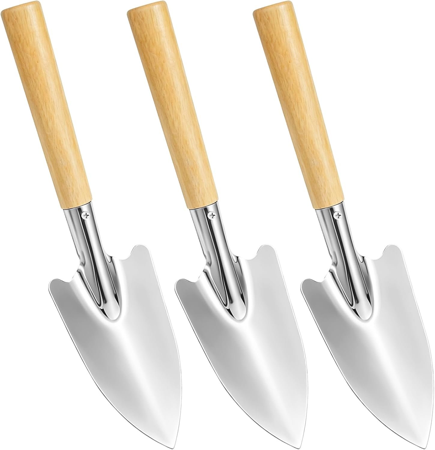 Garden Shovel Garden Hand Trowel, 3 Pack Heavy Duty Hand Shovel with Wooden Handle, Hand Gardening Tool for Digging, Planting, Transplanting