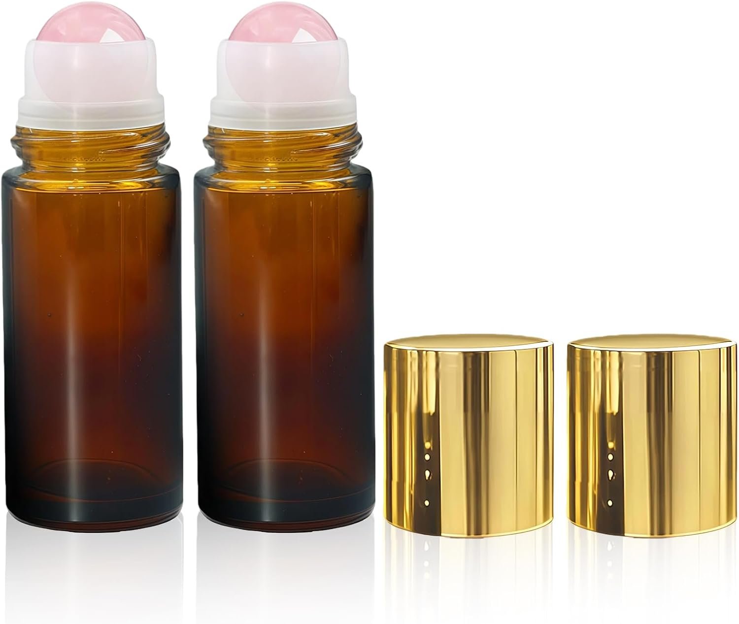2 Pack 50ml Rose Quartz Roller Bottles for Castor Oil