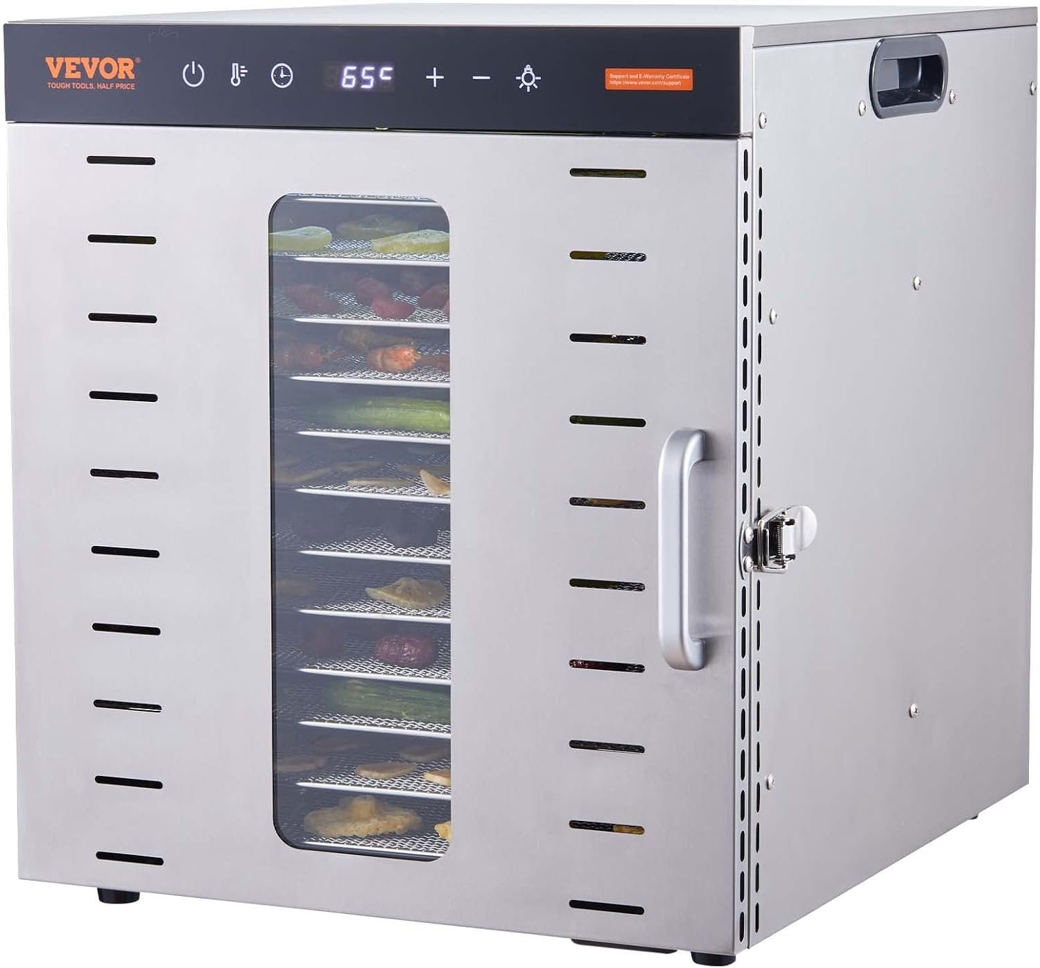 VEVOR Food Dehydrator, 10 Trays Stainless Steel Food Dehydrator Machine, 1000W Dehydrators with Digital Adjustable Timer & Temp, Dehydrator for Jerky Herb Meat Beef Fruit Dog Treats and Vegetables
