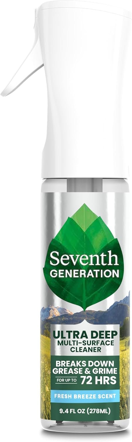 Seventh Generation Ultra Deep Probiotic Multi Surface Cleaner, 9.4 Fl Oz, Fresh Breeze, 80% USDA Biobased All Purpose Cleaning Spray, Breaks Down Tough Grease & Grime, Safe for Kids & Pets