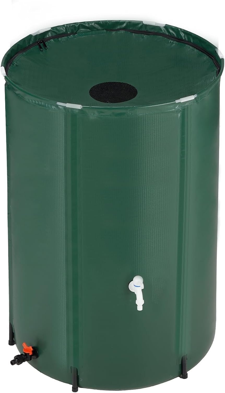 Collapsible Rain Barrel, Portable Water Storage Tank, Rainwater Collection System, 100 Gallon/380L, PVC Rain Barrels with Spigots, Top Mesh Cover, Designed to Collect Rainwater from Gutter