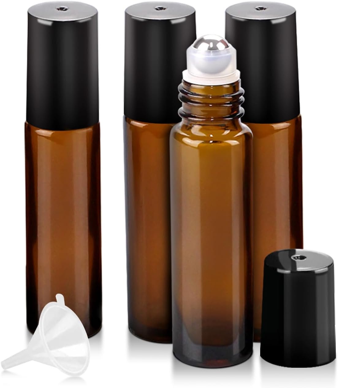 Essential Oil Roller Bottles – 4 Pack Refillable 10ml Glass Roller Bottles