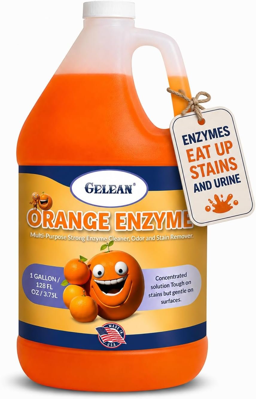 Multi-Purpose Probiotic Enzyme orange Cleaner, 1 Gallon (128 oz.) – Pet Stain and Odor Remover – Concentrated – Professional & Home Strength Drains, Floors, Bathrooms, Toilets Trash Can, Made in USA
