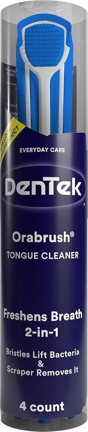 DenTek Orabrush Tongue Scraper, Gentle Tongue Cleaner Brush, 4ct