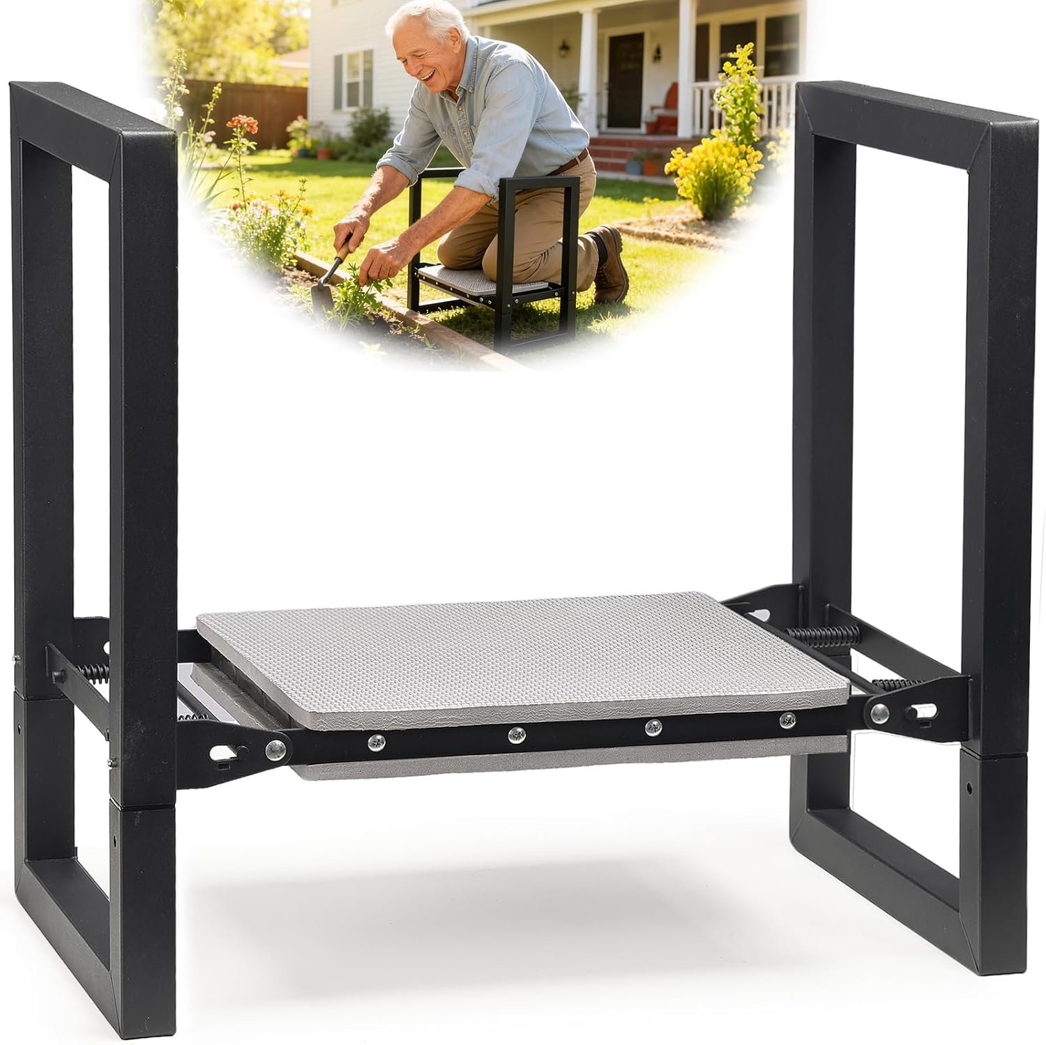 Garden Kneeler and Seat Heavy Duty – 12.7″ Wide Garden Kneeling Bench Stool with Handles, Folding Knee Seat Chair Gardening Gifts for Seniors Women Men Gardeners Pain-Free Weeding Planting