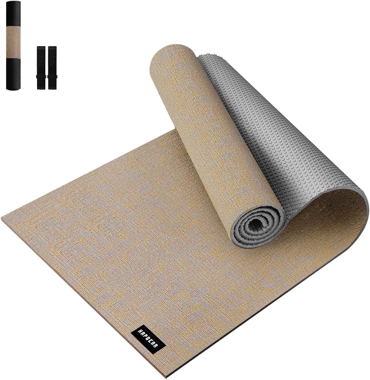 HAPBEAR Extra Large Yoga Mat (84”x30”) – 1/4” Thick Durable Natural Linen, Non-Slip & Tear-Resistant – Perfect for Home Yoga Workouts, Meditation, Pilates, Floor Exercises & Fitness – Free Carrying Bag Included