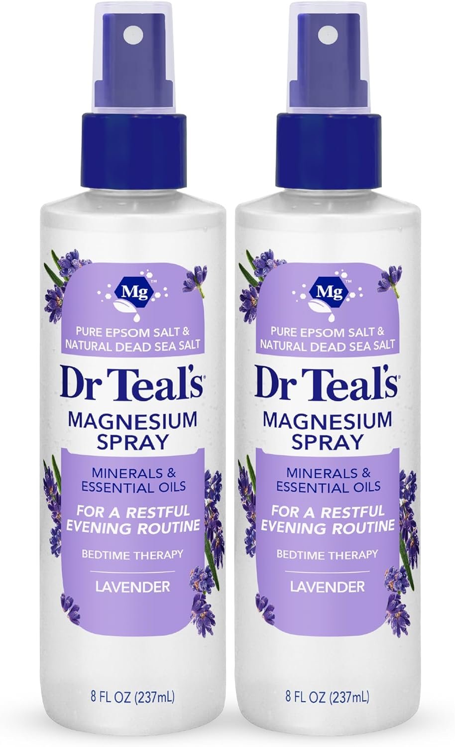 Dr Teal’s Magnesium Lavender Spray with Natural Dead Sea Salt, 8 fl oz (Pack of 2)