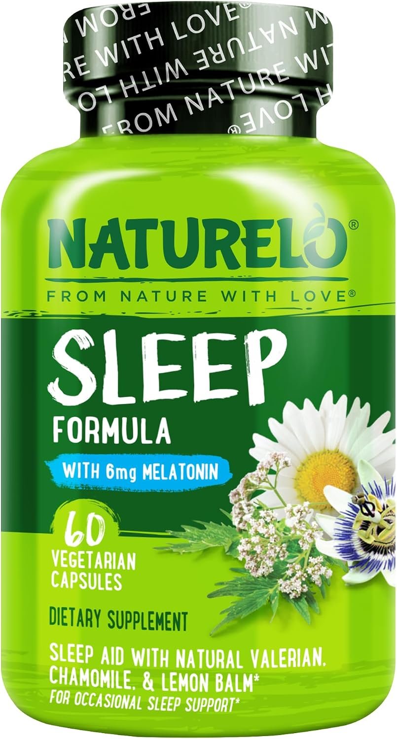 NATURELO Sleep Aid With Melatonin & Magnesium, 60 Vegan Capsules