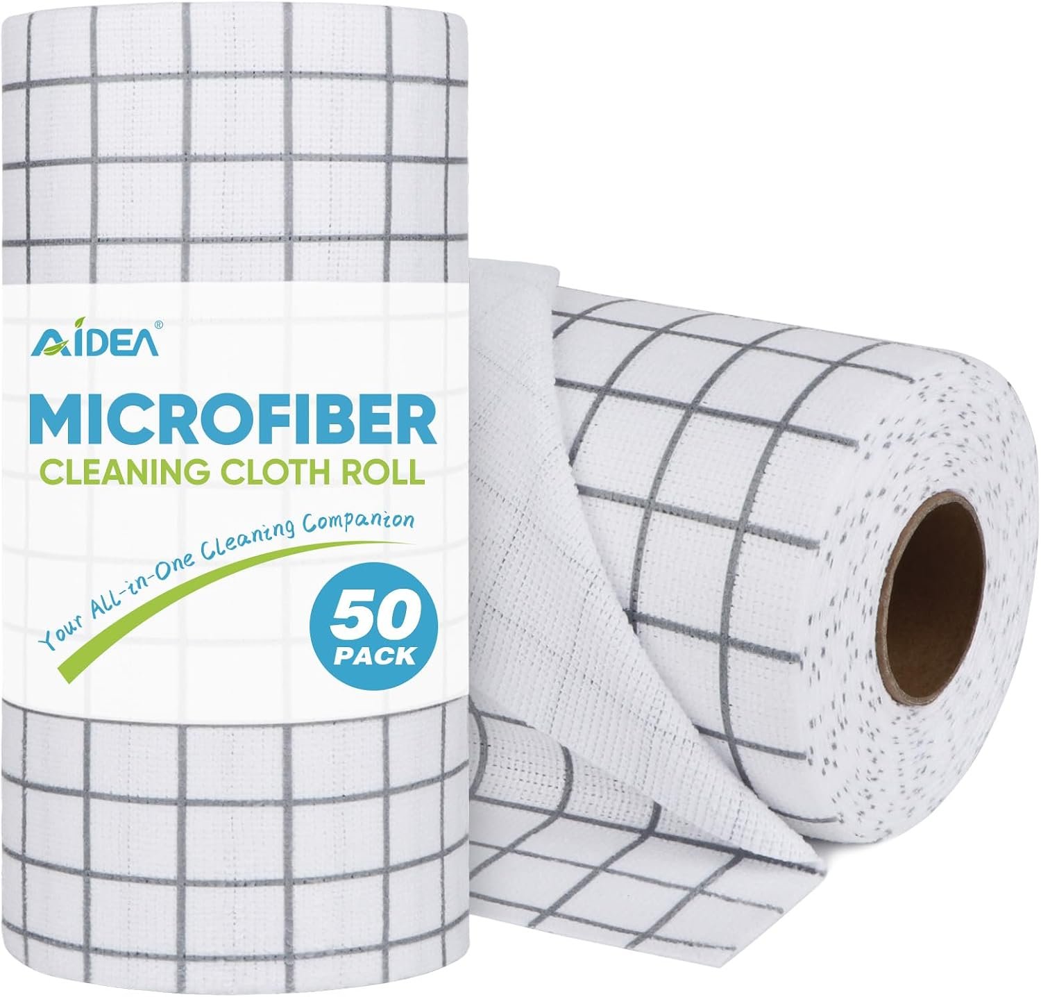 AIDEA Microfiber Cleaning Cloth Roll-50PK, Reusable Paper Towels 11.5×11.5″