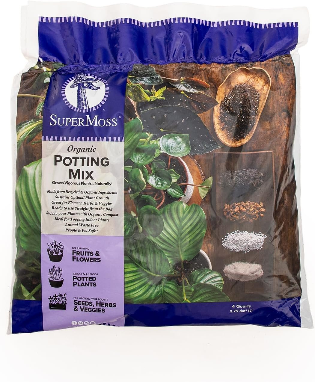 SuperMoss (01999) Organic Recycled Green Material Potting Mix, 4 Quart