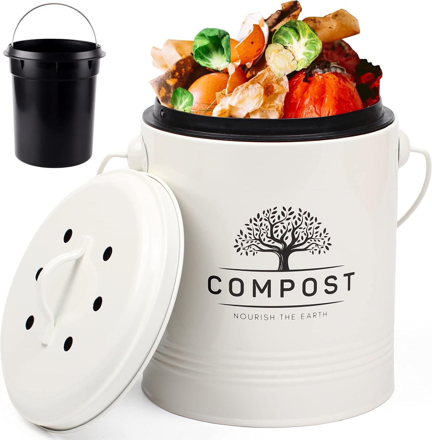 Perfnique 1.3 Gal Kitchen Compost Bin with Lid, Countertop Compost Caddy