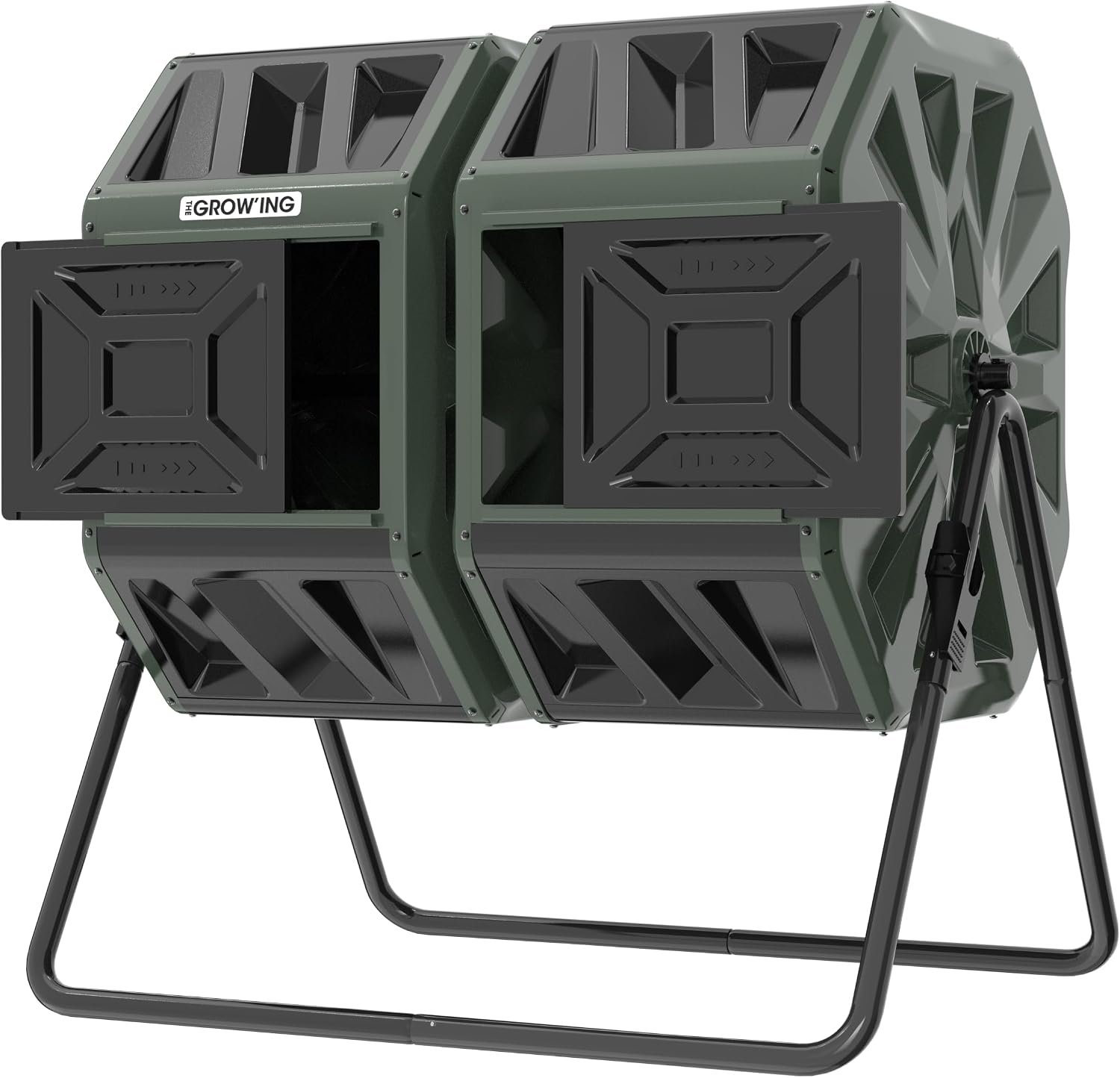 THE Growing 53 Gallon Large Outdoor Compost Bin Tumbler Barrel, Green