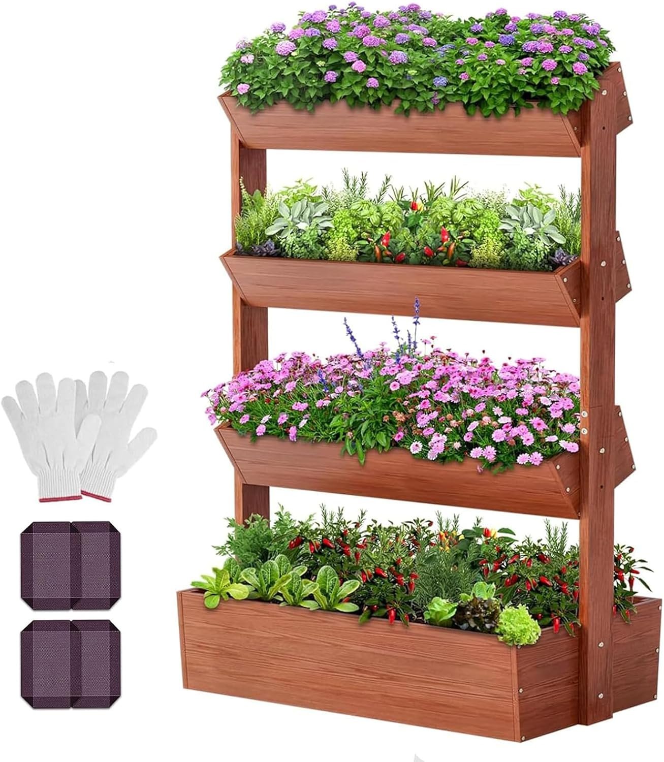 DoCred Vertical Raised Garden Bed, 5 Tier Freestanding Wood Garden Planters