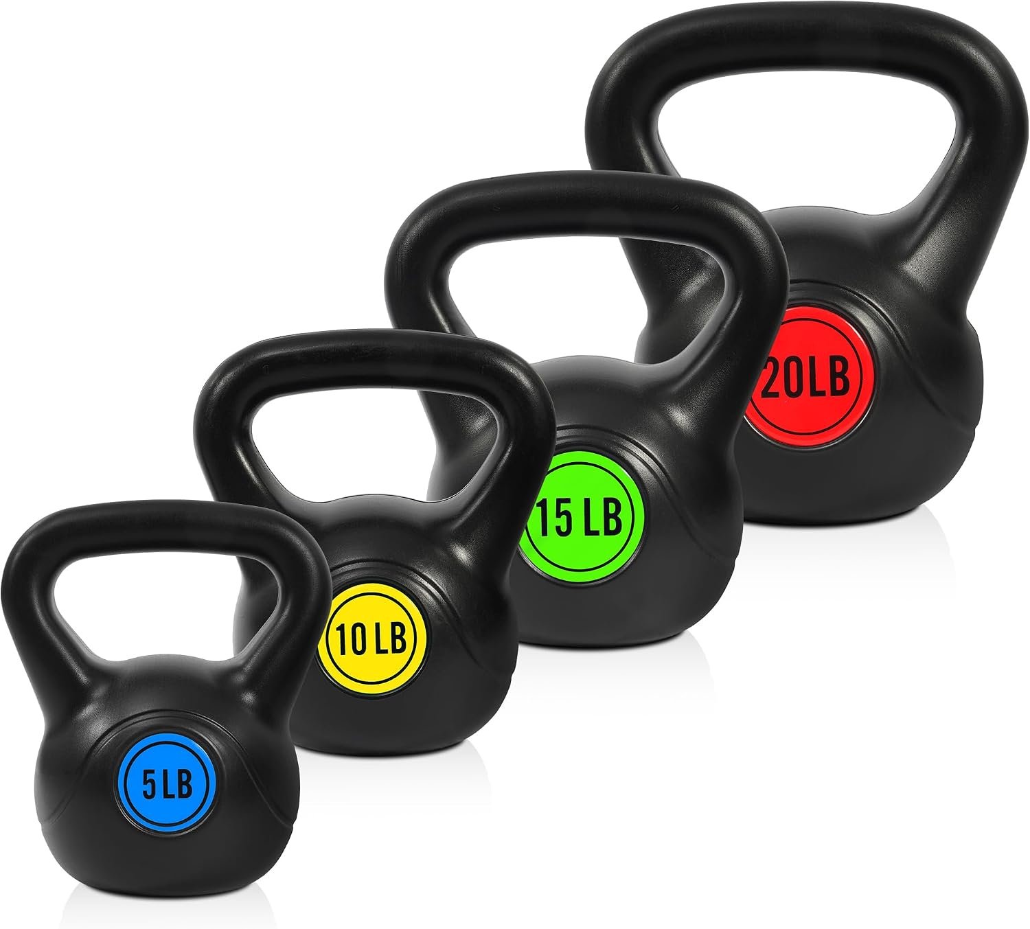 HULKFIT Kettlebell Sets Wide Grip 4-Piece Kettlebells Exercise Fitness Weight Set, 50LB Set