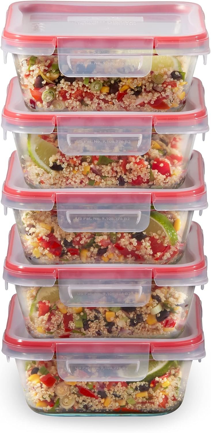 Pyrex Freshlock (5-Pack, 4 Cup) Glass Food Storage Containers Set