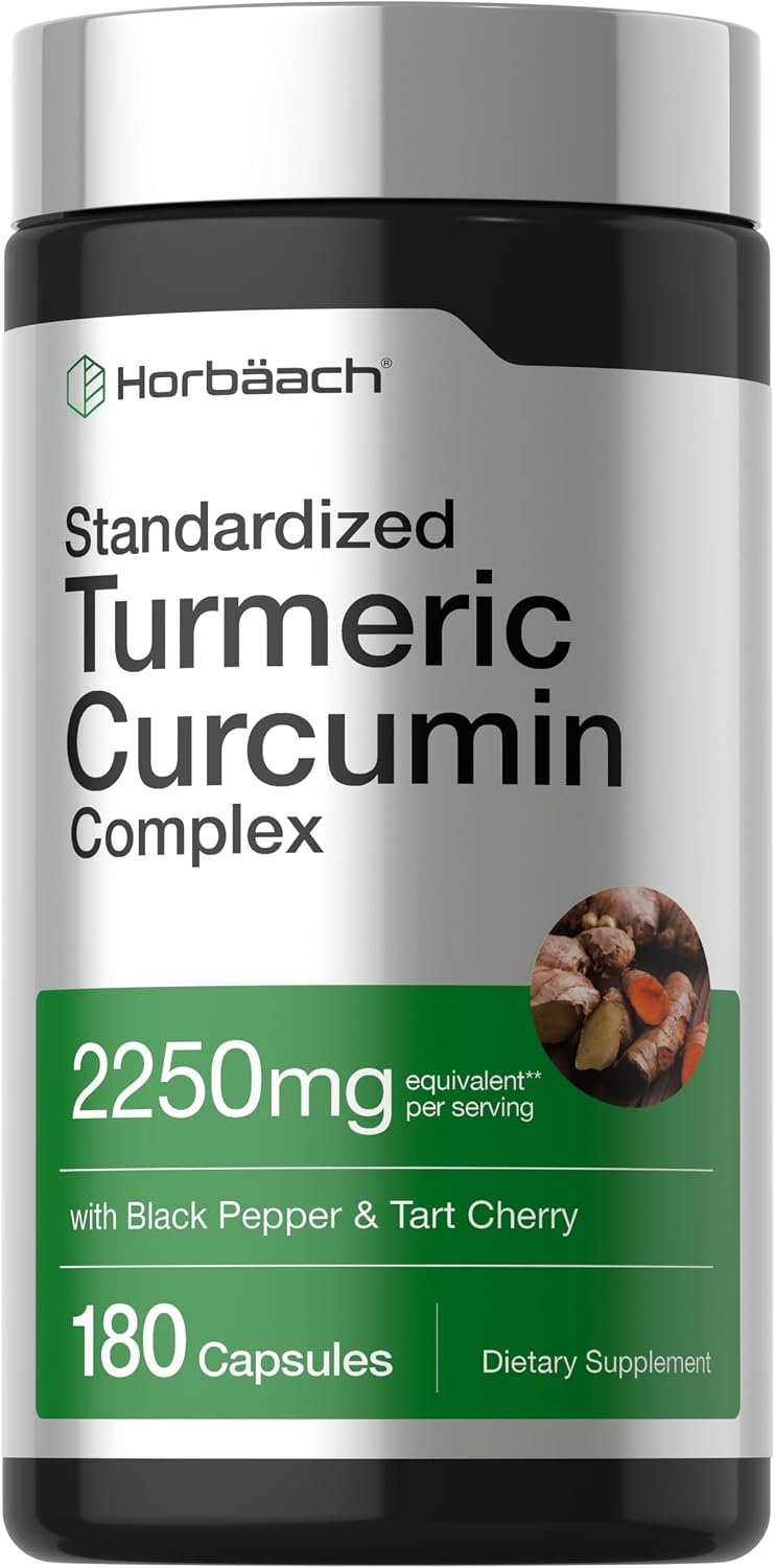 Horbäach Turmeric Curcumin Supplement | 180 Capsules