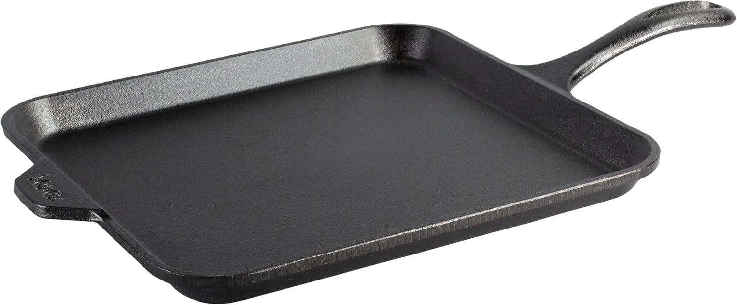 Lodge Pre-Seasoned Cast Iron Square Griddle, PFAS-Free, 11 Inches