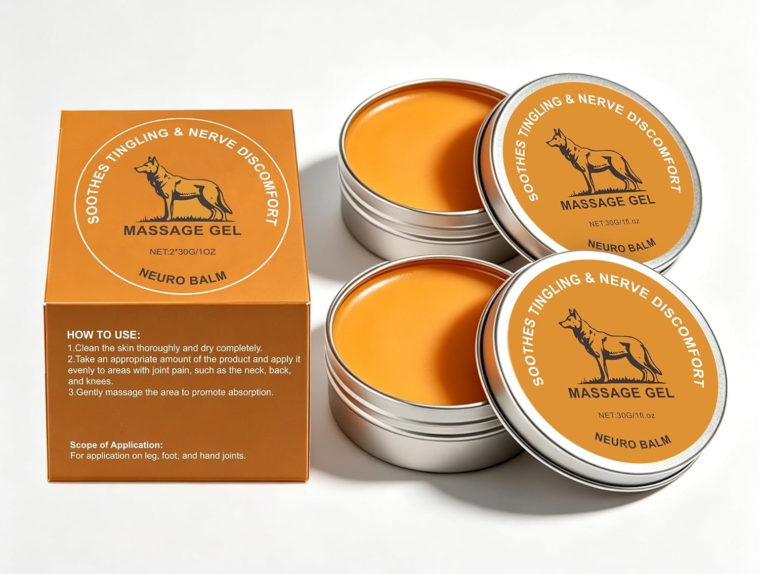 Official Wolf Relief balm, Joint Soothing Cream, Natural Herbal Body Cooling Soothing Body Cream with Magnesium, Arnica Oil, Camphor Blue, Chamomile & Menthol Extract 2PCS