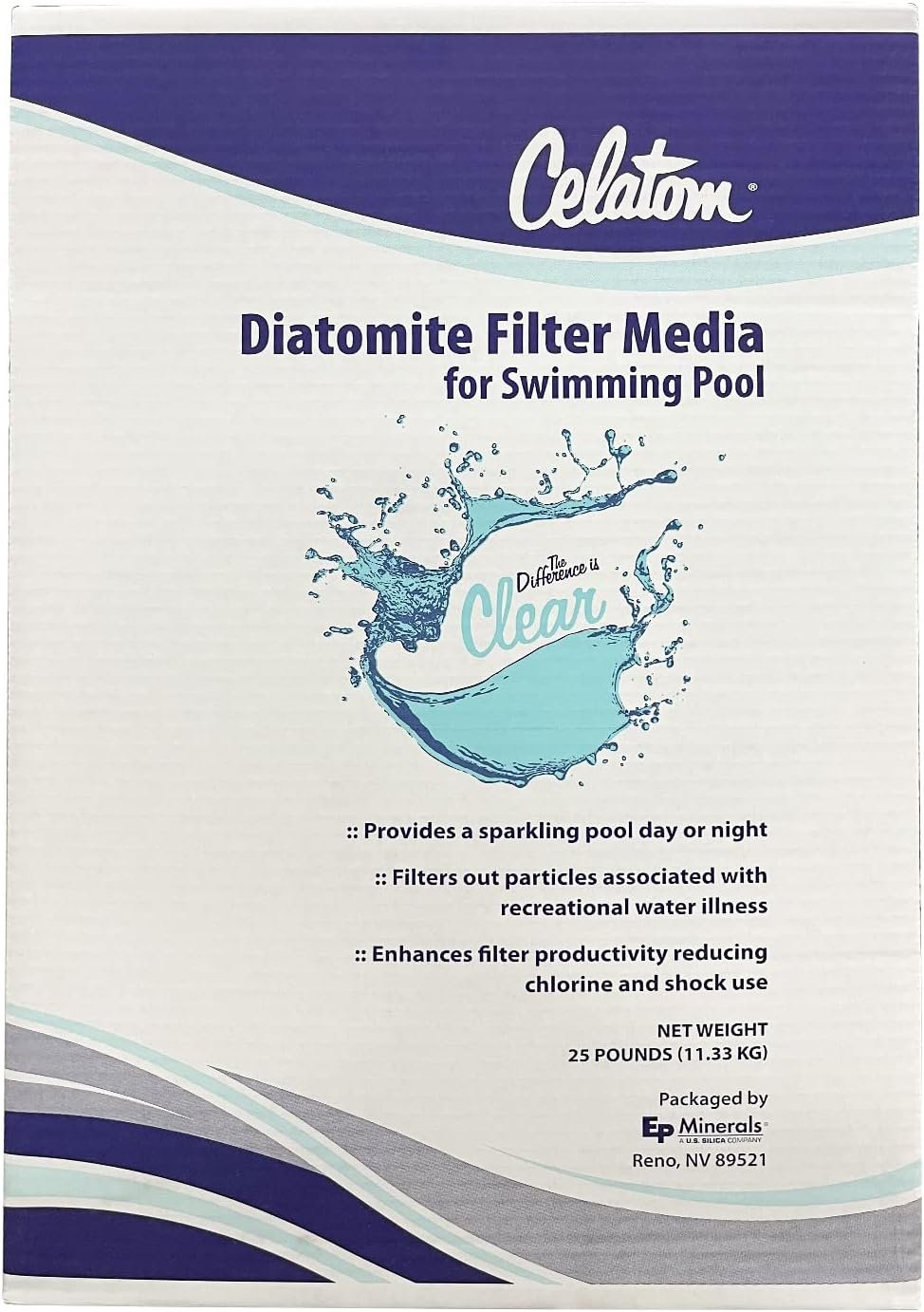 Poolzilla 25LB Celatom Diatomaceous Earth (DE) Pool Filter Aid, for DE Pool Filtration Systems