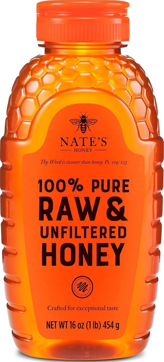 Nate’s 100% Pure, Raw & Unfiltered Honey- 16 oz. Squeeze Bottle