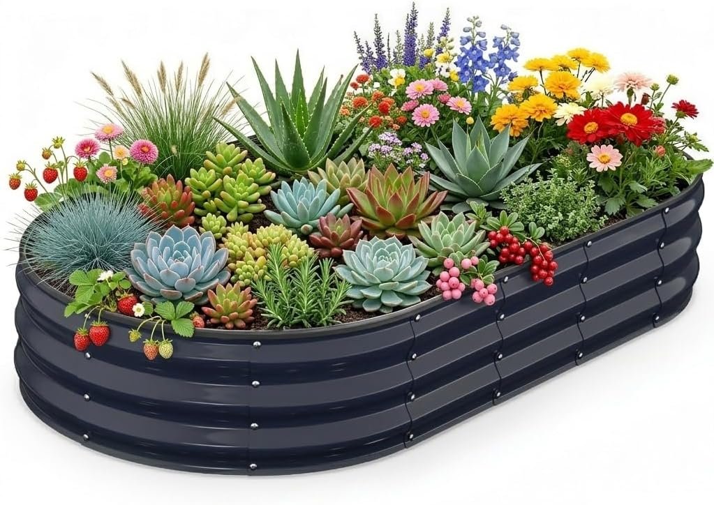 Raised Garden Bed 6×3×1 FT, Galvanized Metal Raised Planter Box