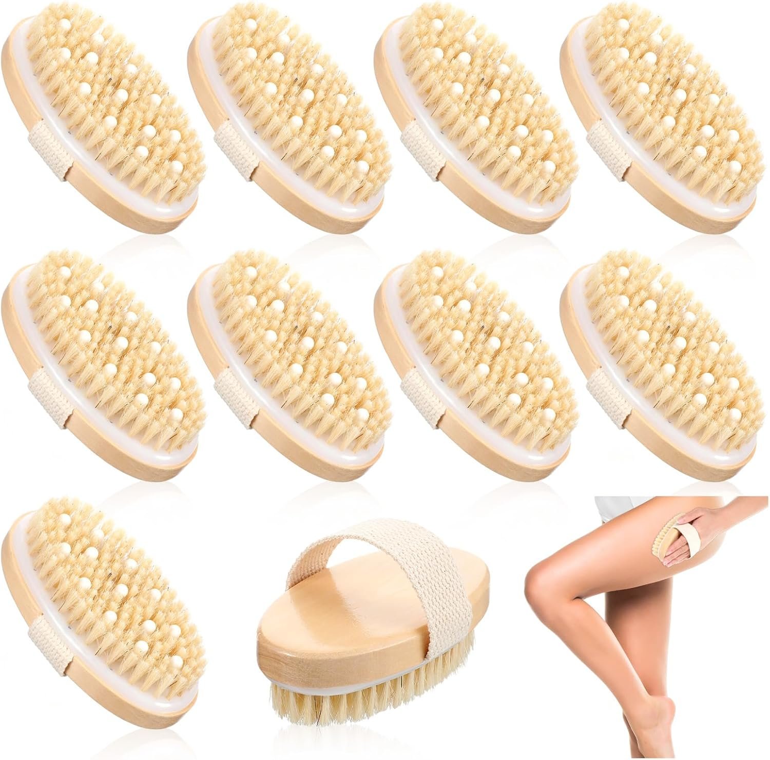 Molain 10 Pcs Dry Brushes for Body Dry Brushing Exfoliating Massage Bath