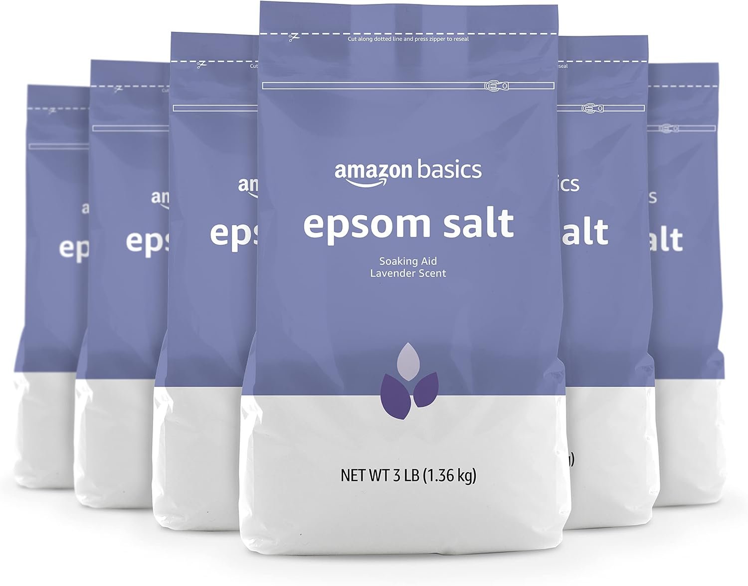 Amazon Basics Epsom Salt Soaking Aid, Lavender Scented, 3 Pound, 6-Pack (Previously Solimo)