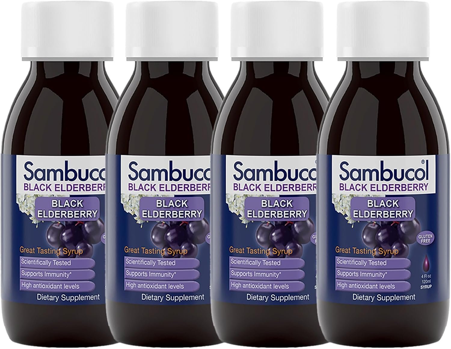 Sambucol Black Elderberry Syrup – Original Formula – 4 Fl Oz, 4 Pack