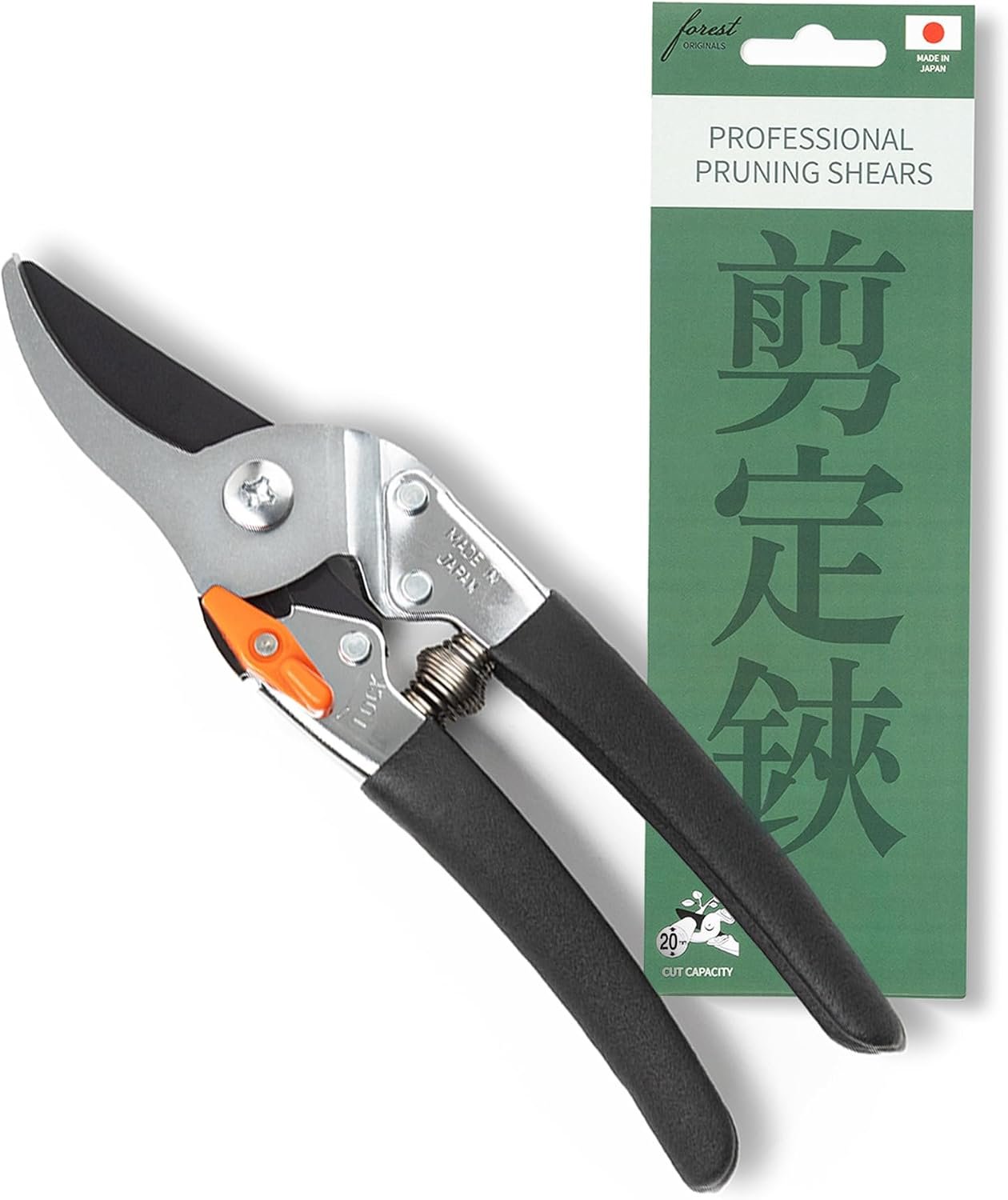 Saboten Japanese Pruning Shears 7.9″ – Professional Bypass Garden Clippers, Made in Japan, Sharp Carbon Steel Blade with Sap-Resistant Fluorine Coating, Cuts up to 3/4 in (20 mm)