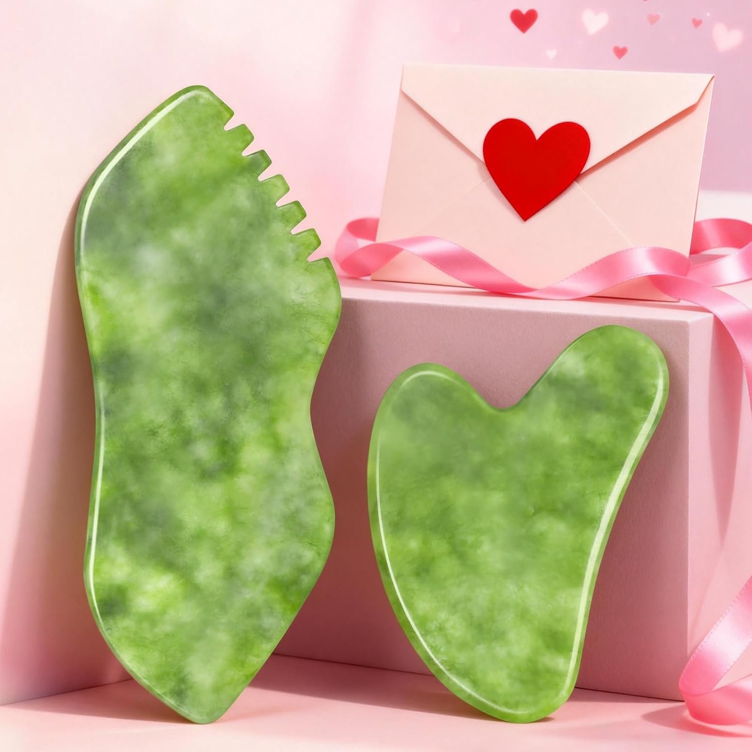airogym 2PCS Jade Stone Gua Sha Set Face Massager Jade Facial Tools Body Lymphatic Drainage Massager, Guasha Face Sculpting Tool Skin Care Set Gifts for Women Gua Sha Sculpting for Tighten Skin