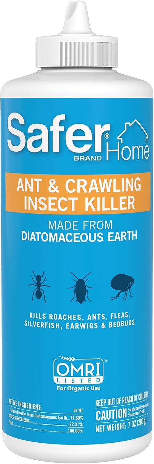 Safer Home Ant & Crawling Insect Killer – Diatomaceous Earth – SH5168-7 oz Puffer Bottle for Killing Insects – OMRI Listed – Kills Quickly, Easy to Use