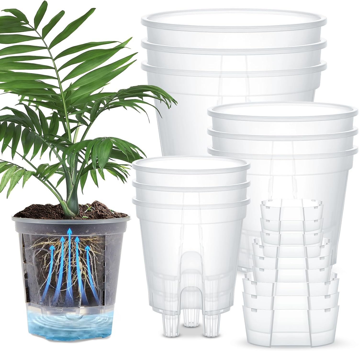 Wonderjune Self Watering Planters, Deep Reservoir Pots for Indoor Plants