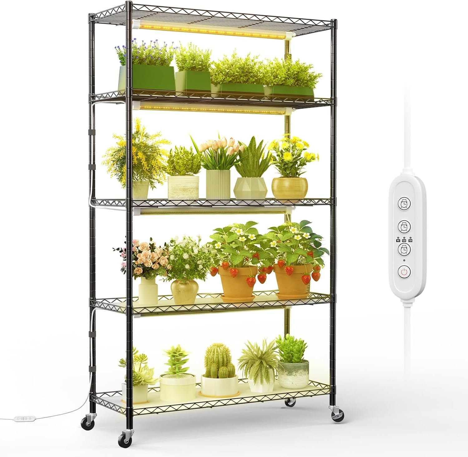 FREELICHT Plant Stand with Grow Light 5-Tier, 4×30W 5000K, 35.4×13.8×61.5IN
