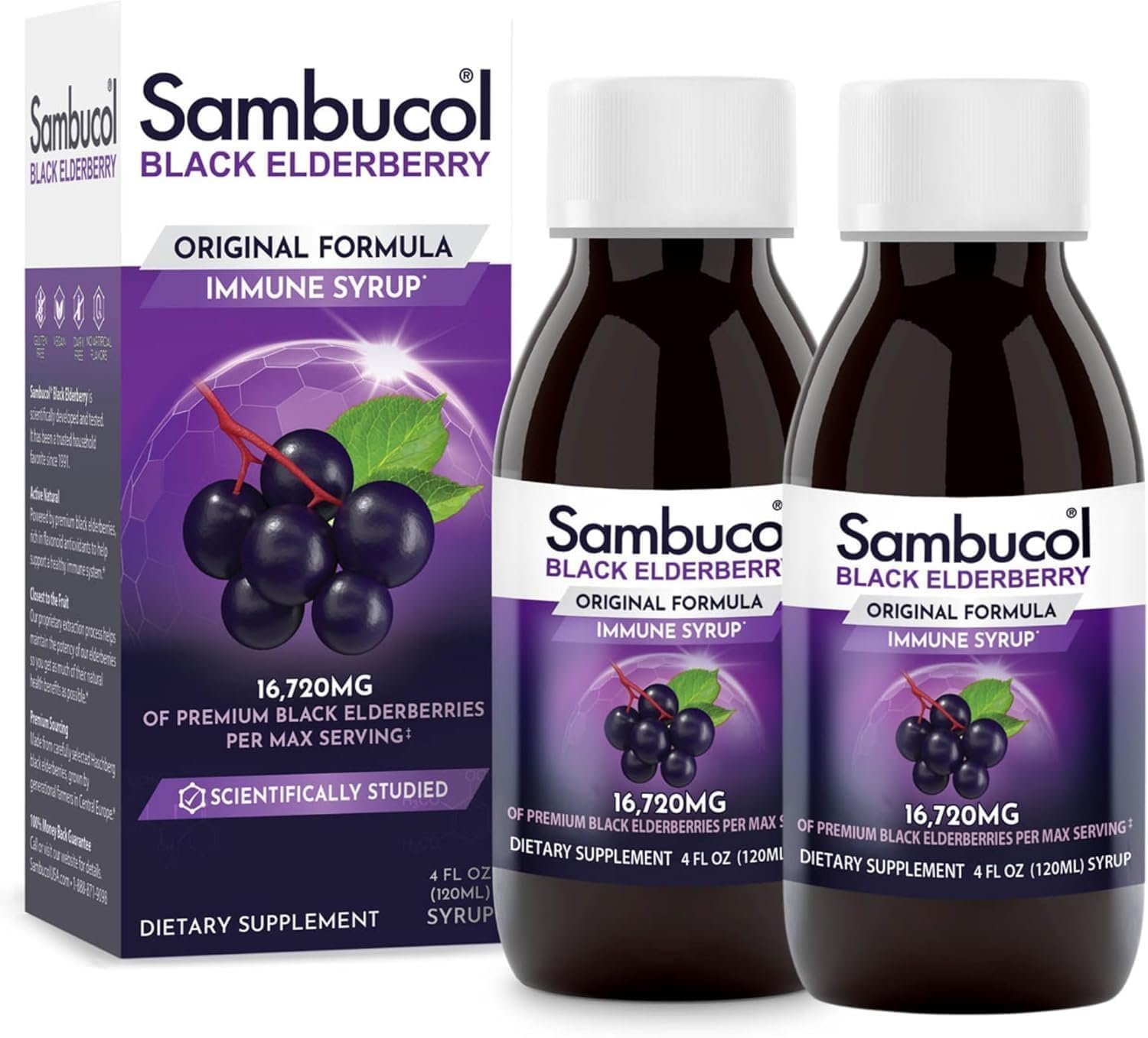 Sambucol Black Elderberry Syrup – Original Formula – 4 Fl Oz, 2 Pack