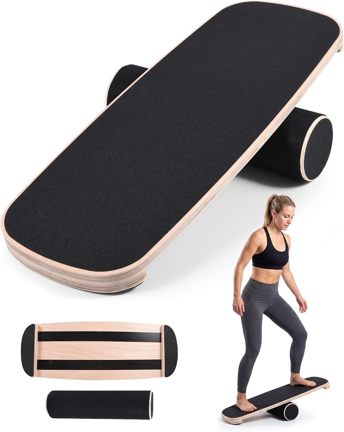 Balance Board for Adults, Surf Trainer with Wooden Roller