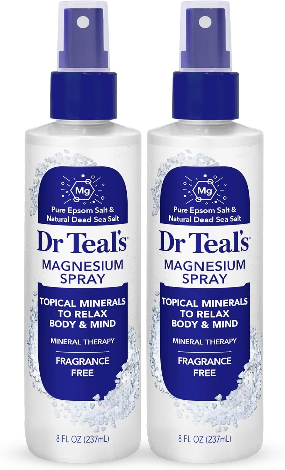 Dr Teal’s Topical Magnesium Spray with Natural Dead Sea Salt, Fragrance Free, 8 fl oz (Pack of 2)