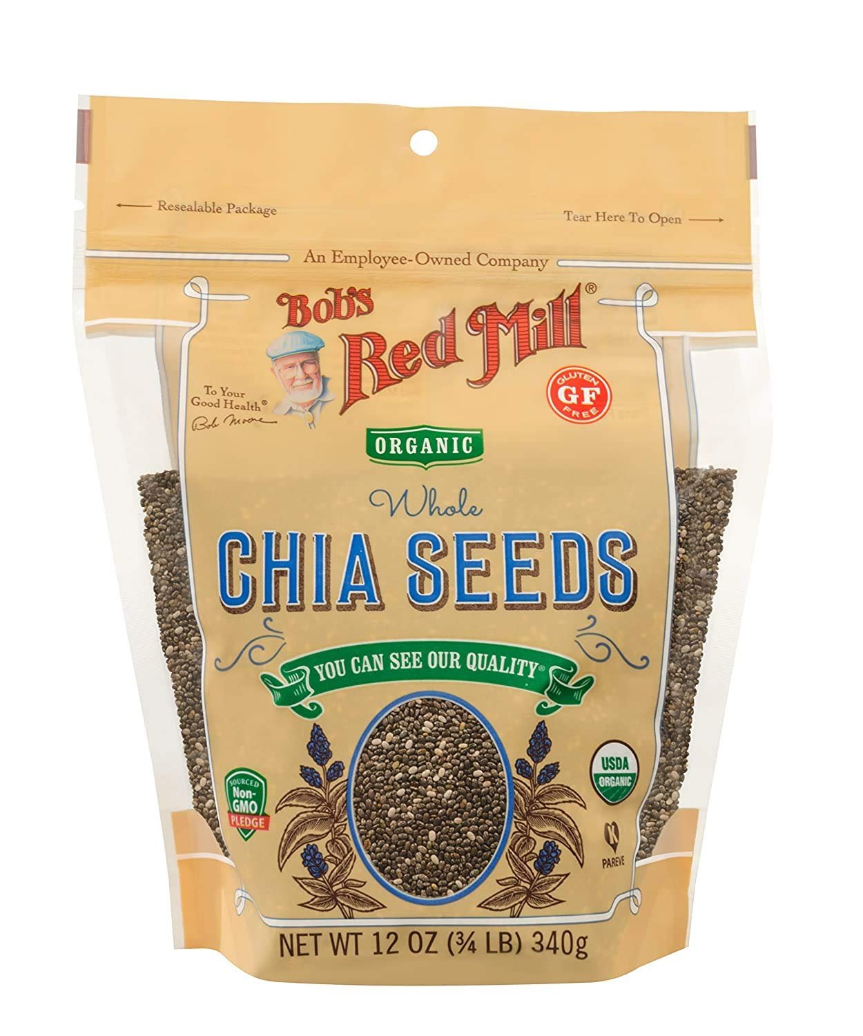 Bob’s Red Mill Resealable Organic Chia Seeds 12 Ounce (Pack of 2)